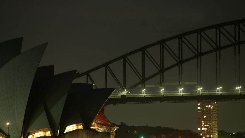 Ferries at Circular Quay blew their horns to signal the start of the event.