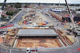 Temporary roundabout managed traffic while a road bridge was constructed