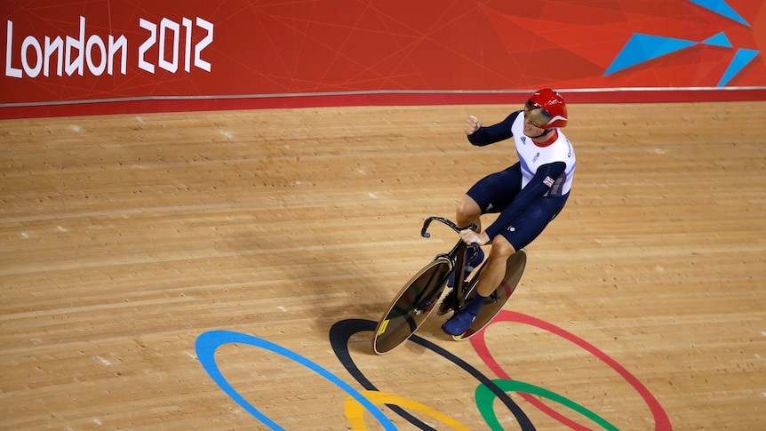 Riding rings around them ... Sir Chris Hoy set new world records in the first round and gold medal race.