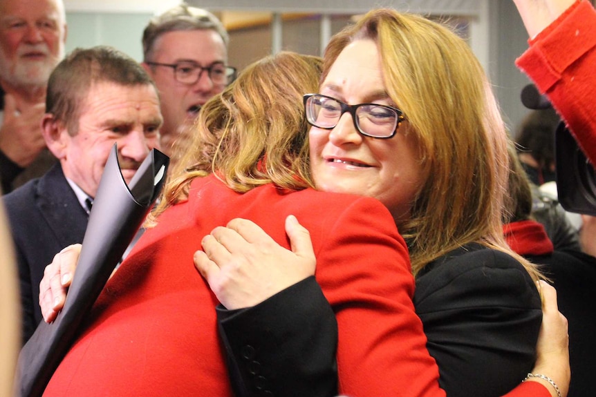 Justine Keay at Braddon victory party, July 28, 2018.