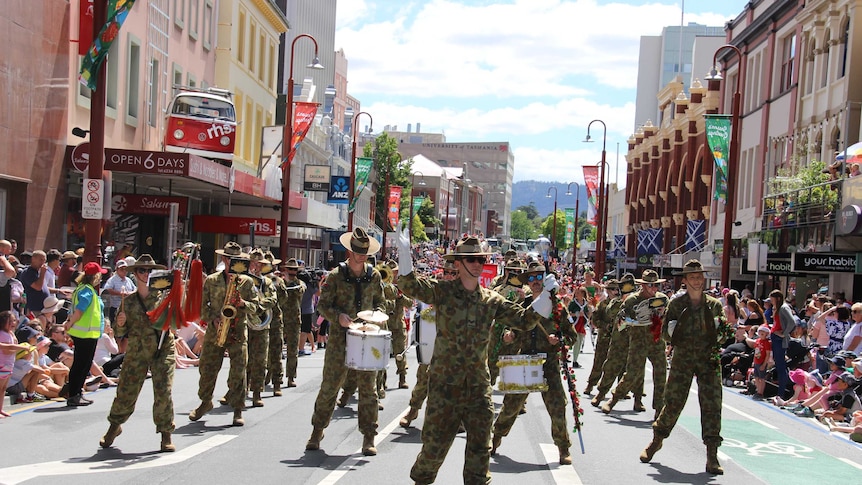 The streets were lined for the Hobart Christmas pageant 2017.