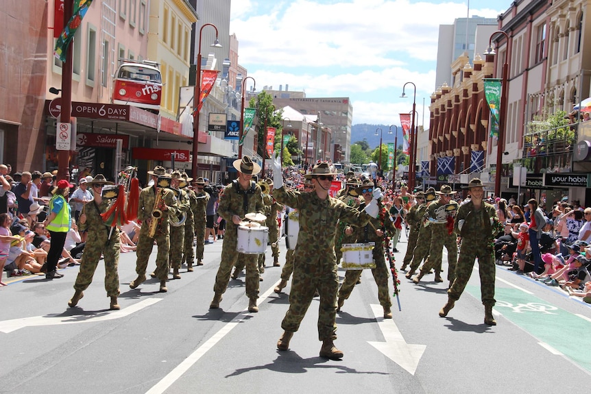 The streets were lined for the Hobart Christmas pageant 2017.