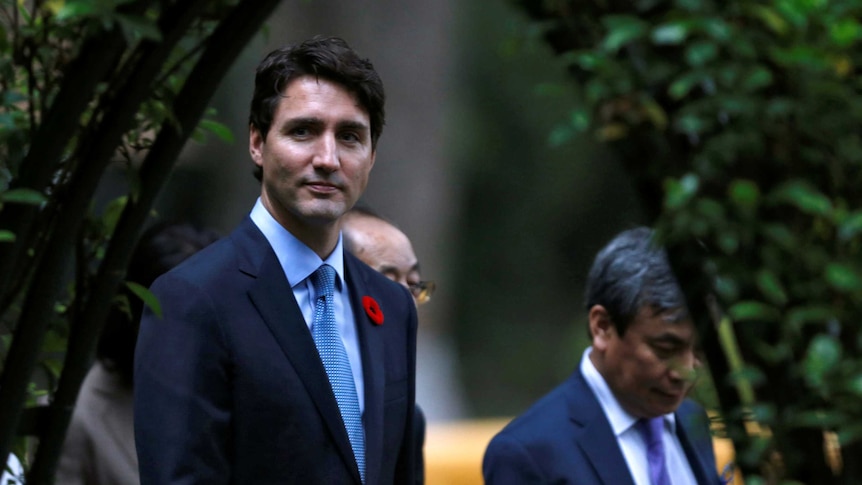 Justin Trudeau visits Ho Chi Minh's memorial house in Hanoi.