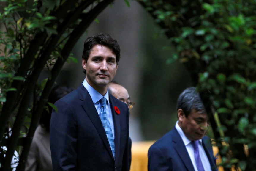 Justin Trudeau visits Ho Chi Minh's memorial house in Hanoi.