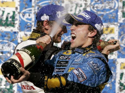 Fernando Alonso celebrates F1 title win in Brazil