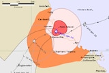 A track map from the Bureau of Meteorology, issued at 10pm (AEST).