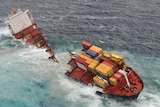 The two pieces of the ship have been forced 20-30 metres apart after waves of up to six metres hit the vessel