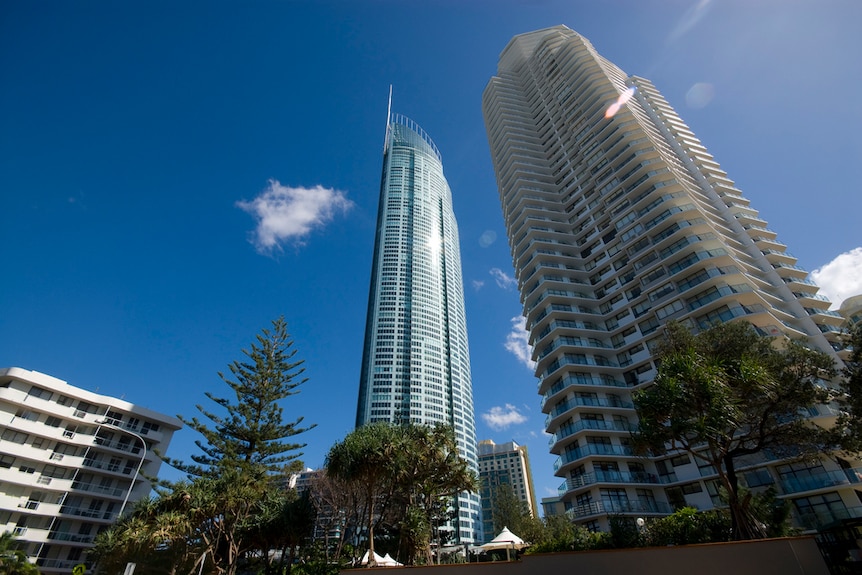 Q1 tower (centre) in Surfers Paradise on the Gold Coast