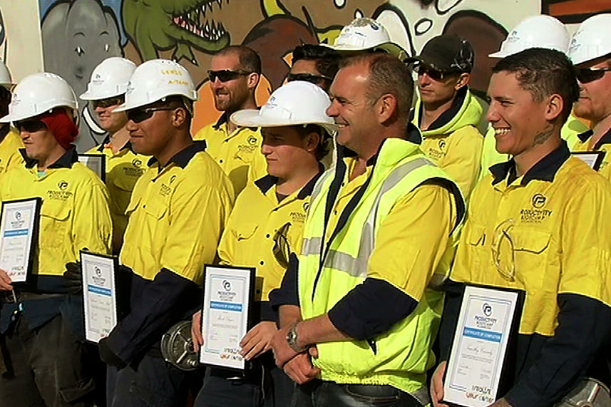 Paul Breen and others on construction site
