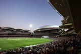 View of the Adelaide Oval as play continues under lights on day three of the Third Test.
