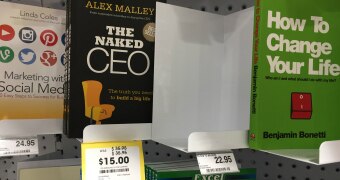 Alex Malley book "The Naked CEO" sits on bookstore shelf