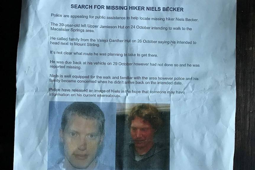 A media release from Victoria Police shows pictures of Niels Becker and information about his disappearance.