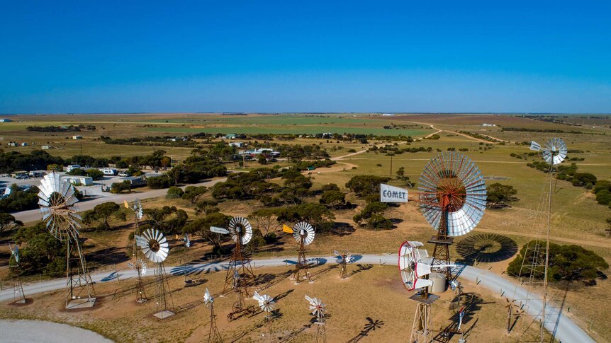 windmills in outback town