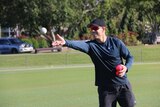 David Warner throws a ball in Darwin