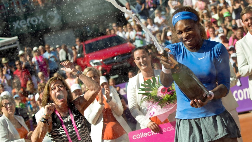 Serena Williams celebrates Swedish Open title