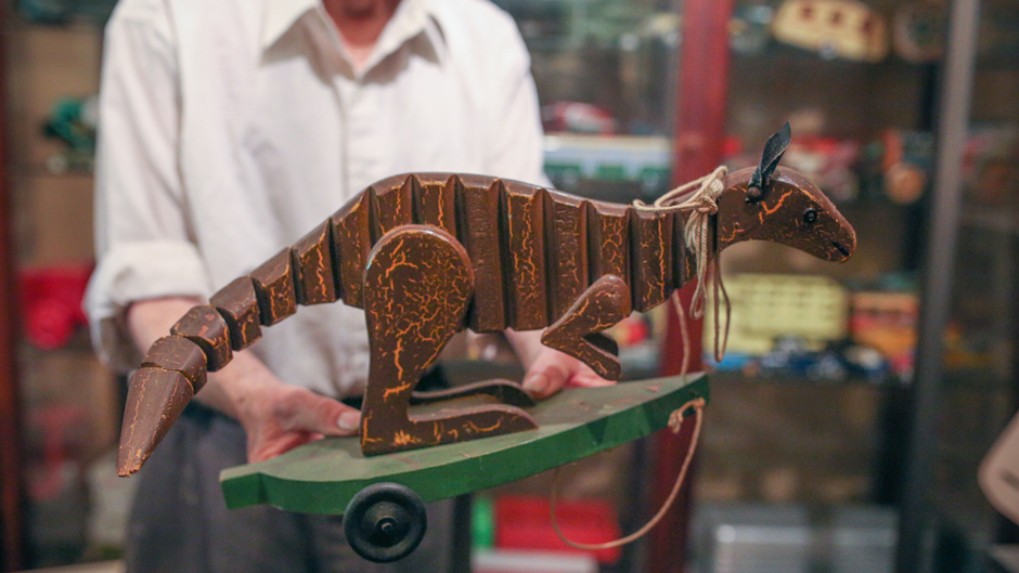 An old wooden kangaroo made by a Sydney toy manufacturer