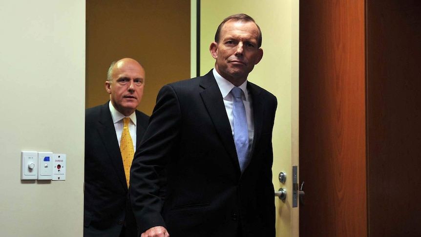 Tony Abbott and Eric Abetz announce Coalition IR policy (AAP: Paul Miller)