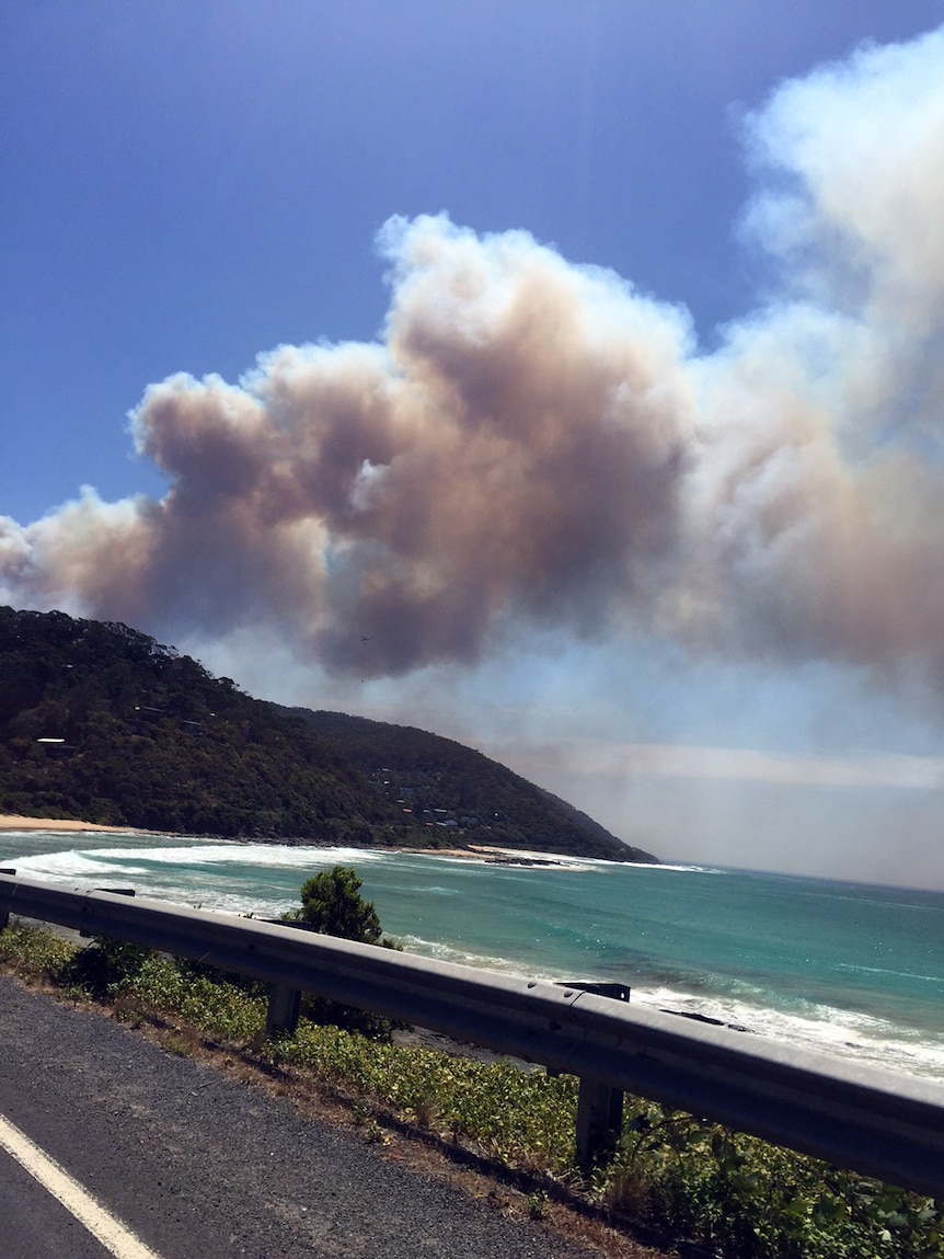 Fire burns near Great Ocean Road