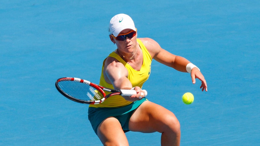 Sam Stosur in action in Fed Cup