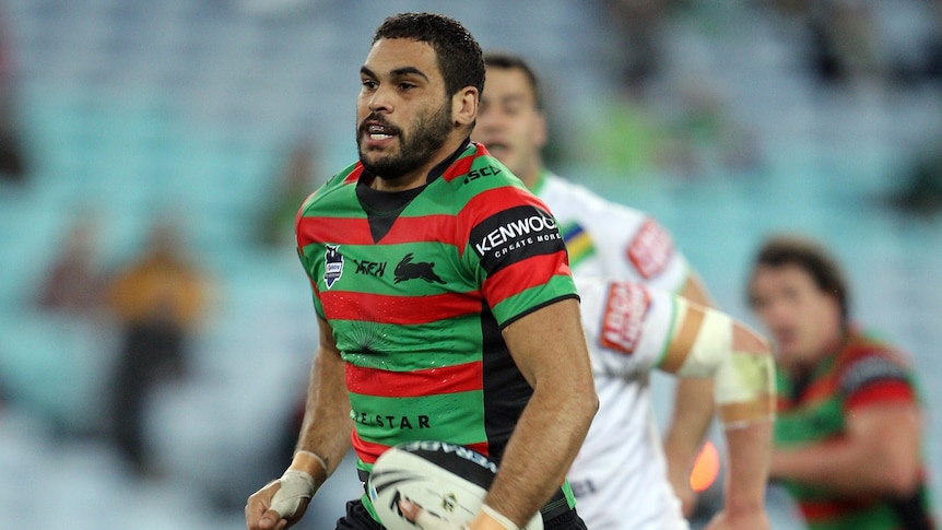 Backing up just fine ... Queensland star Greg Inglis scored twice for the Rabbitohs.