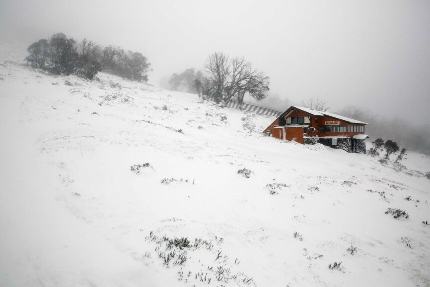 Snow covers Thredbo Resort.