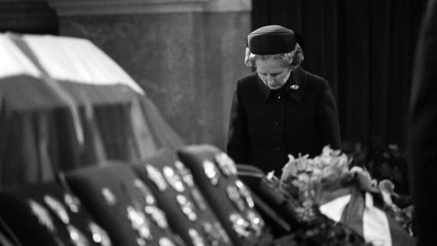 Margaret Thatcher at Marshal Tito funeral in 1980.