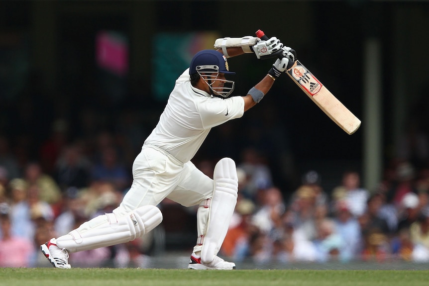 Sachin Tendulkar plays a shot against Australia at the SCG.