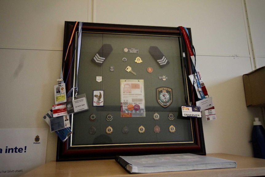 NSW Police memorabilia in the office of Scott Goodwin