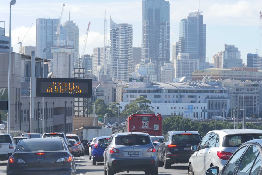 Traffic build up in Sydney after a head-on collision on the Harbour Bridge.