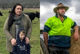 Composite image Tasmanian farmers caught by hay scam.