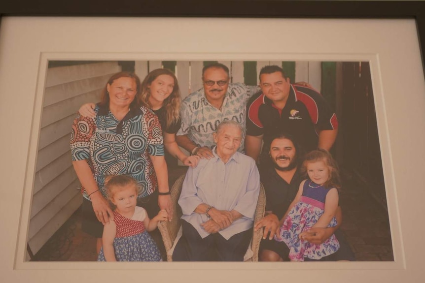 A photo hanging in BADAC's offices of a local Aboriginal family, in Ballarat in 2020.