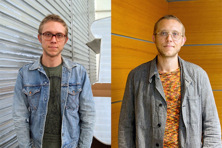 Two photos of the same man taken 9 years apart.