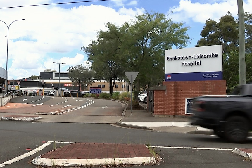 the outside street view of bankstown-lidcombe hospital in sydney