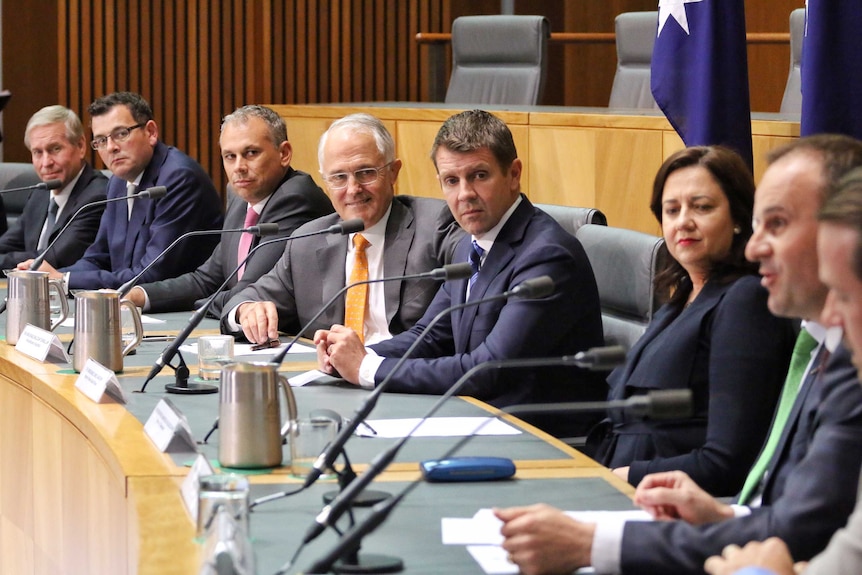 The COAG leaders address a press conference.