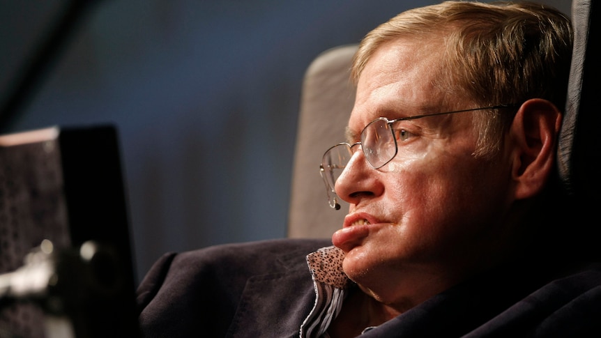 Theoretical physicist Stephen Hawking addresses a public meeting in Cape Town.