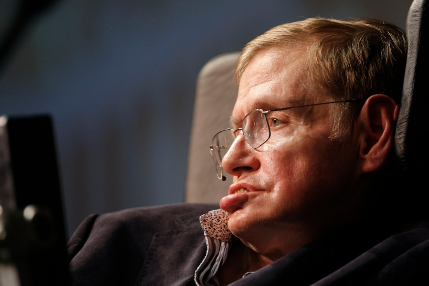 Theoretical physicist Stephen Hawking addresses a public meeting in Cape Town.