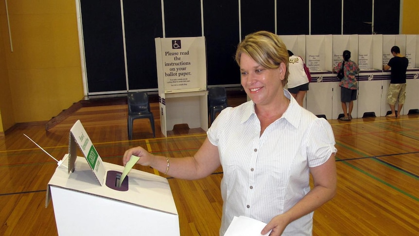 CLP candidate Natasha Griggs casts her vote