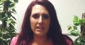 Britain First deputy leader Jayda Fransen looking at the camera