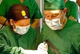 Dr James Muecke teaching at Khmer Soviet Friendship Hospital in Phnom Penh, Cambodia, April 2014.