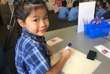 A young pupil at Our Lady of the Rosary Catholic Primary School