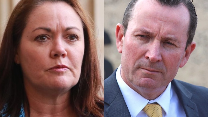 A composite image of headshots of WA Opposition Leader Liza Harvey and WA Premier Mark McGowan side by side.