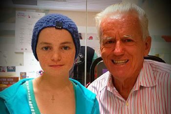 Childhood cancer campaigner Erin Griffin with Col Reynolds, founder of The Kid's Cancer Project
