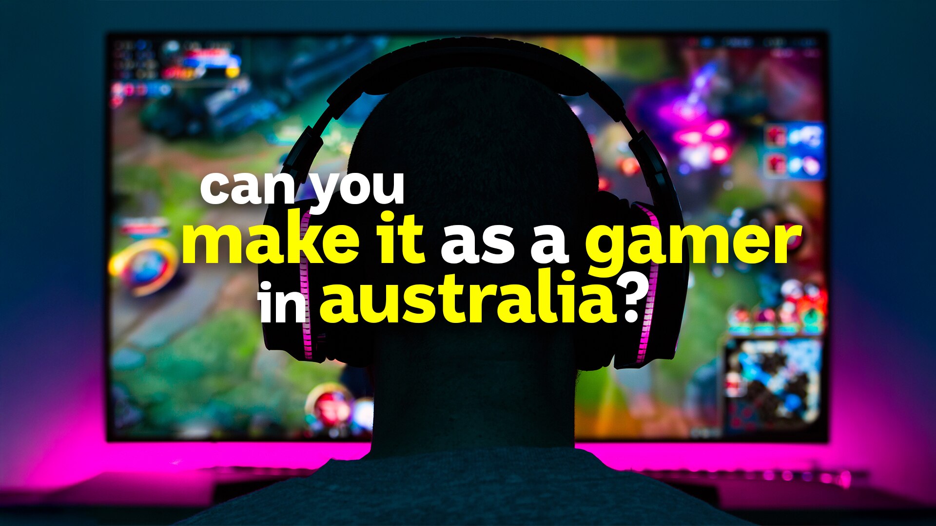 Silhouette of someone gaming in front of a monitor.