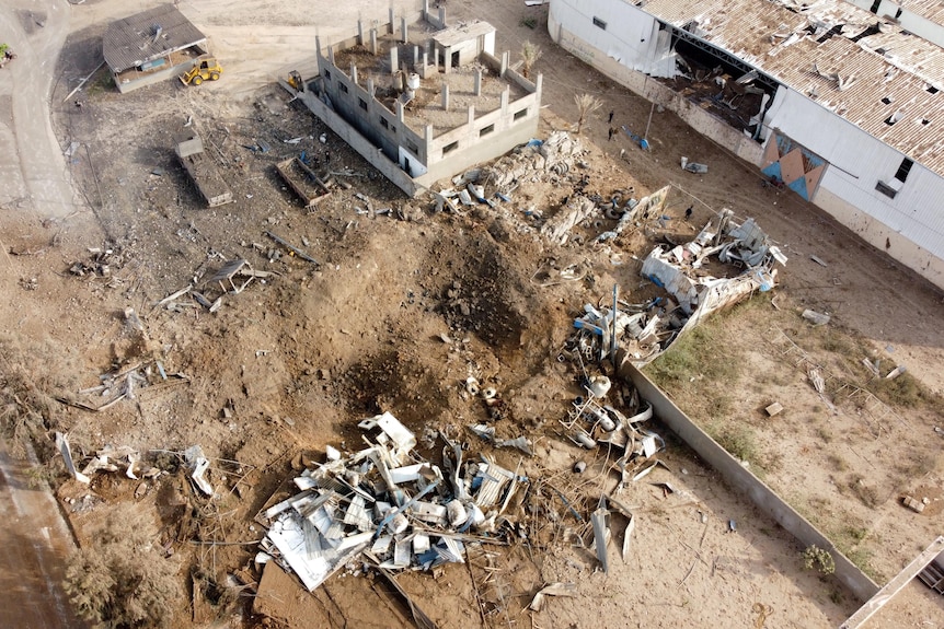 A building destroyed in an Israeli airstrike on Gaza.