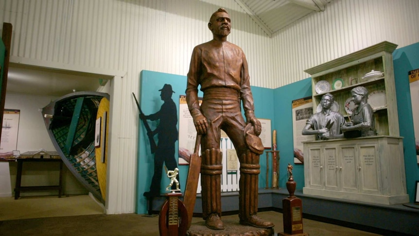 Johnny Mullagh statue located in Harrow Discovery Centre