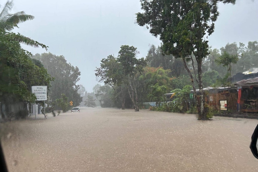 A flooded street in Kewarra near Cairns 