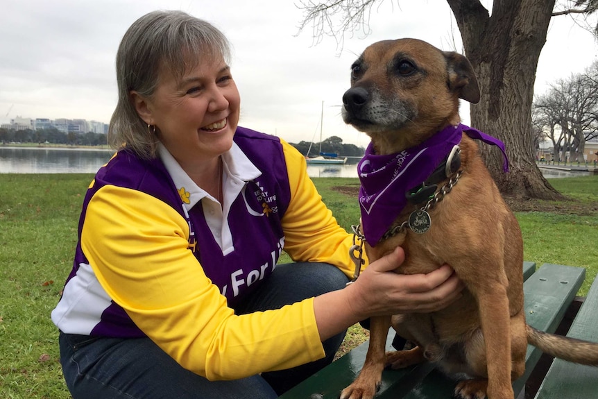 Lisa Westphal, cancer patient, with dog Spike