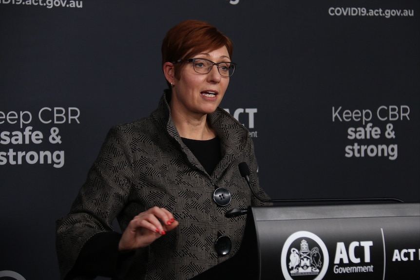 ACT Health Minister Rachel Stephen-Smith holds a press conference.