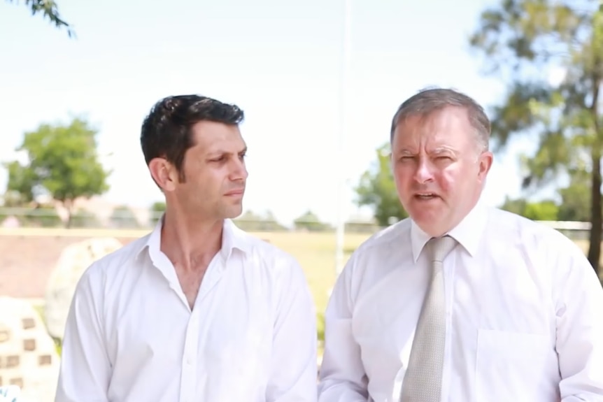 David Ewings campaigns with Anthony Albanese.