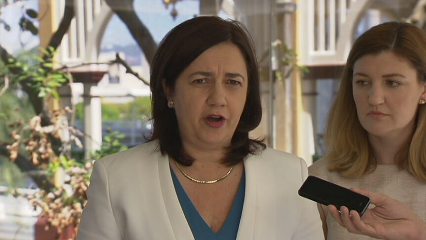 Queensland Premier Annastacia Palaszczuk speaks to reporters